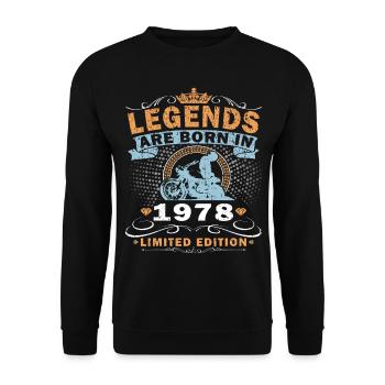 Vintage Motorcycle 1978 45th Anniversary - Unisex Sweatshirt - black - Front - Alina (178cm) & Michal (187cm)