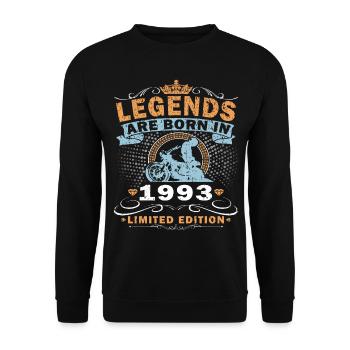 1993 Jubiläum Vintage Biker Motorrad Geschenk - Unisex Pullover - Schwarz - Vorne - Alina (178cm) & Michal (187cm)