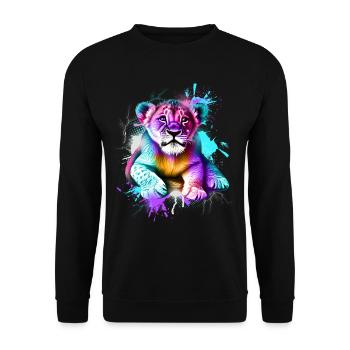 Lion coloré - Sweat-shirt Unisexe - noir - Devant - Alina (178cm) & Michal (187cm)