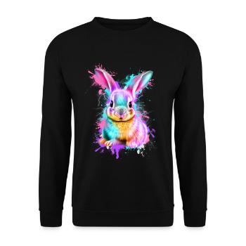 Rabbit Rabbit Colorful - Unisex Sweatshirt - black - Front - Alina (178cm) & Michal (187cm)