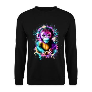 Monkey Colorful - Unisex Sweatshirt - black - Front - Alina (178cm) & Michal (187cm)