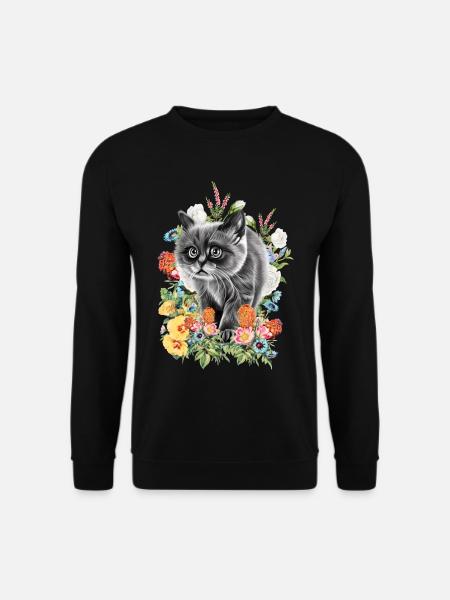 Cat Flowers - Unisex Sweatshirt - black