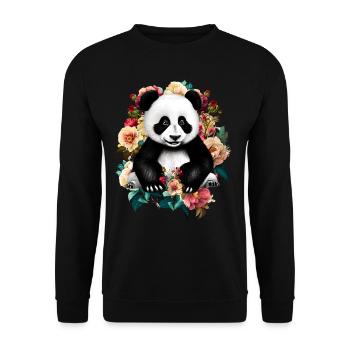 Fleurs de panda - Sweat-shirt Unisexe - noir - Devant - Alina (178cm) & Michal (187cm)