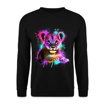 Petit Lion coloré - Sweat-shirt Unisexe - noir - Devant - Alina (178cm) & Michal (187cm)