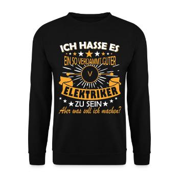 Elektrik Elektriker Handwerk Handwerker Physik - Unisex Pullover - Schwarz - Vorne - Alina (178cm) & Michal (187cm)