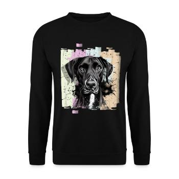 Schwarze Deutsche Dogge Hund - Unisex Pullover - Schwarz - Vorne - Alina (178cm) & Michal (187cm)