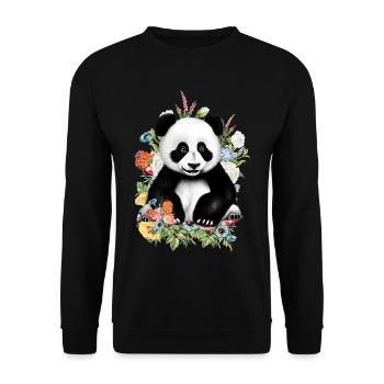 Fleurs de panda - Sweat-shirt Unisexe - noir - Devant - Alina (178cm) & Michal (187cm)
