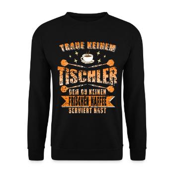 Tischler Kaffee - Unisex Pullover - Schwarz - Vorne - Alina (178cm) & Michal (187cm)