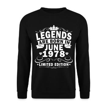 June 1978 Original 1978 Anniversary 1978 June - Unisex Sweatshirt - black - Front - Alina (178cm) & Michal (187cm)