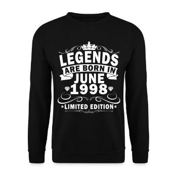 Juin 1998. Anniversaire Juin 1998 Cadeau Juin 1998 - Sweat-shirt Unisexe - noir - Devant - Alina (178cm) & Michal (187cm)