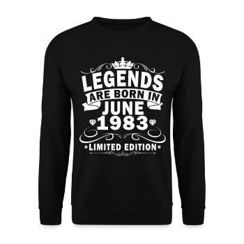 Date de naissance : Juin 1983 - Edition Limitée Rétro - Sweat-shirt Unisexe - noir - Devant - Alina (178cm) & Michal (187cm)