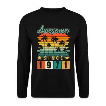 1971 Naissance Anniversaire Année de naissance Millésime - Sweat-shirt Unisexe - noir - Devant - Alina (178cm) & Michal (187cm)