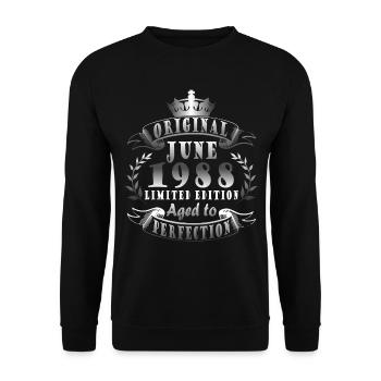 June 1988 Original 1988 Anniversary 1988 June - Unisex Sweatshirt - black - Front - Alina (178cm) & Michal (187cm)