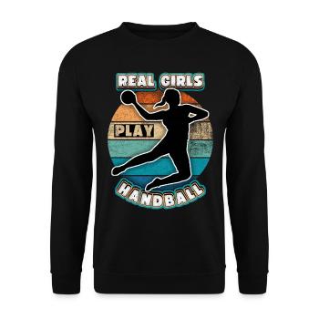 Handball Handball Player Sports Saying Rainbow - Unisex Sweatshirt - black - Front - Alina (178cm) & Michal (187cm)