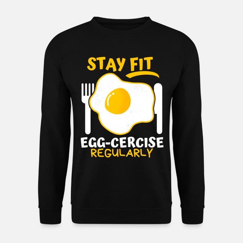 Ei, Spiegelei, lustiger Spruch, Pun Egg-cercise - Unisex Pullover - Schwarz