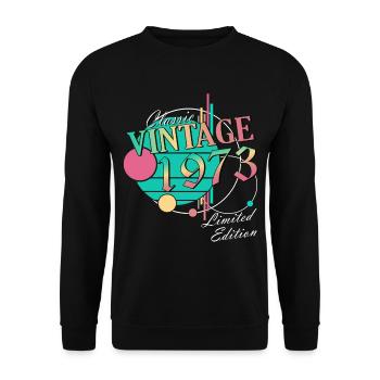 Chemise vintage 1973 50e anniversaire - Sweat-shirt Unisexe - noir - Devant - Alina (178cm) & Michal (187cm)