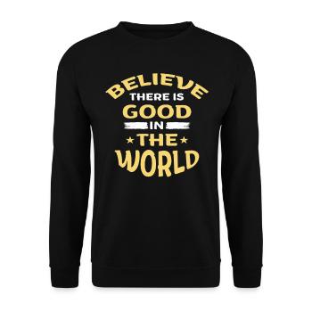 Croire qu’il y a du bien dans le monde - Sweat-shirt Unisexe - noir - Devant - Alina (178cm) & Michal (187cm)