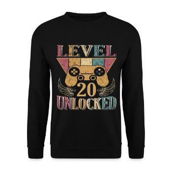 20e anniversaire Homme Femme Niveau 20 ans Deco Party - Sweat-shirt Unisexe - noir - Devant - Alina (178cm) & Michal (187cm)