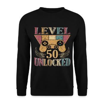 50 Years Retro Gaming 50 Birthday Gift - Unisex Sweatshirt - black - Front - Alina (178cm) & Michal (187cm)
