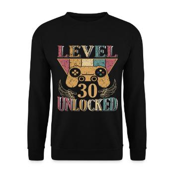 Level 30 Unlocked Gambler 30 Birthday Gift - Unisex Sweatshirt - black - Front - Alina (178cm) & Michal (187cm)