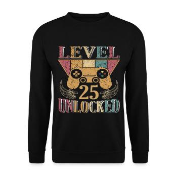 25.Geburtstag - 25 jahre level 25 freigeschaltet - Unisex Pullover - Schwarz - Vorne - Alina (178cm) & Michal (187cm)