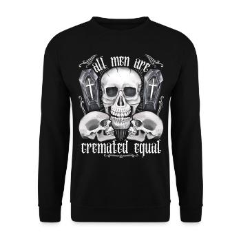 Three skulls, funny saying, pun, crematorium - Unisex Sweatshirt - black - Front - Alina (178cm) & Michal (187cm)