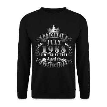 1988 Juli Limited Edition 35. Geburtstag Outfit - Unisex Pullover - Schwarz - Vorne - Alina (178cm) & Michal (187cm)
