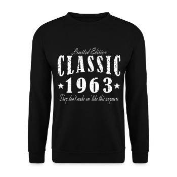 T-shirt rétro 1963 63 millésime 1963 - Sweat-shirt Unisexe - noir - Devant - Alina (178cm) & Michal (187cm)