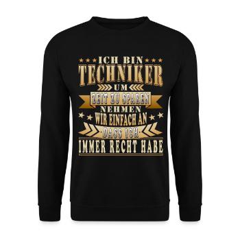 Lustige Techniker Sprüche - Unisex Pullover - Schwarz - Vorne - Alina (178cm) & Michal (187cm)