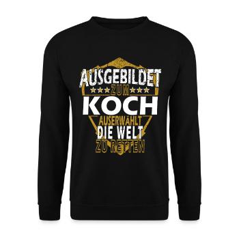 Koch Spruch - Unisex Pullover - Schwarz - Vorne - Alina (178cm) & Michal (187cm)