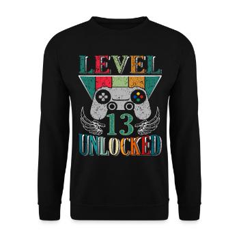 Geburtstag 13. Level Geboren 2010 Gamer Geschenk - Unisex Pullover - Schwarz - Vorne - Alina (178cm) & Michal (187cm)