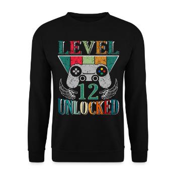 Level 12 Unlocked - Unisex Sweatshirt - black - Front - Alina (178cm) & Michal (187cm)