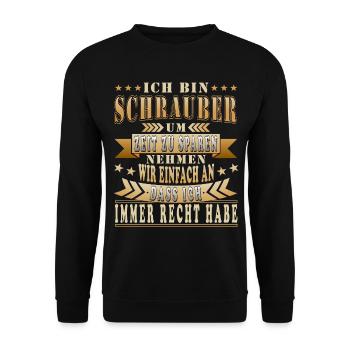 Schrauber Sprüche Mechaniker Schrauben - Unisex Pullover - Schwarz - Vorne - Alina (178cm) & Michal (187cm)