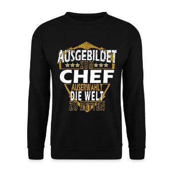 Chef Spruch - Unisex Pullover - Schwarz - Vorne - Alina (178cm) & Michal (187cm)