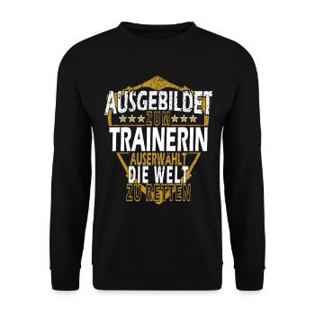 Lustiges Trainerin Sprüche Outfit - Unisex Pullover - Schwarz - Vorne - Alina (178cm) & Michal (187cm)