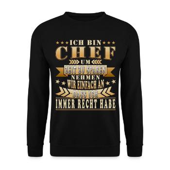 Chef Spruch Geschenkidee - Unisex Pullover - Schwarz - Vorne - Alina (178cm) & Michal (187cm)