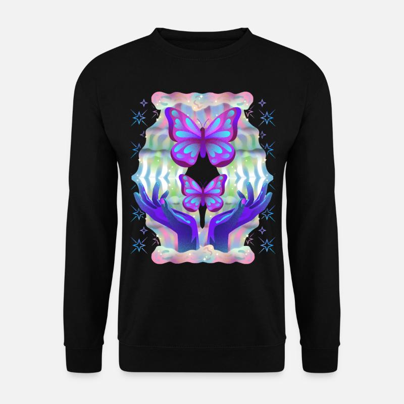 Psychedelische Schmetterlinge Airbrush-Graffiti - Unisex Pullover - Schwarz