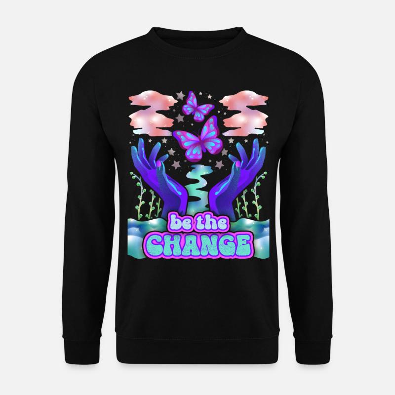Psychedelic Butterflies, Saying - Unisex Sweatshirt - black
