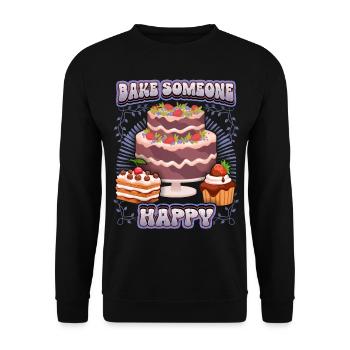 Kuchen backen, Torte backen, lustiger Spruch - Unisex Pullover - Schwarz - Vorne - Alina (178cm) & Michal (187cm)