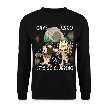 Neandertaler Witz, Disco, lustiger Spruch, Pun - Unisex Pullover - Schwarz - Vorne - Alina (178cm) & Michal (187cm)