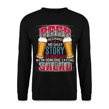Bier, Lustiger Spruch, Witz für Biertrinker - Unisex Pullover - Schwarz - Vorne - Alina (178cm) & Michal (187cm)
