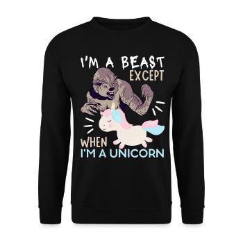 Licorne Licorne, Monstre, Dicton Zombie - Sweat-shirt Unisexe - noir - Devant - Alina (178cm) & Michal (187cm)