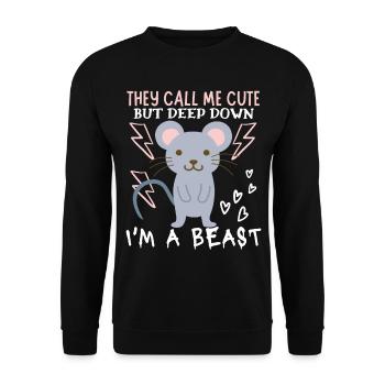 Mouse, Mouse, Funny Saying, Irony - Unisex Sweatshirt - black - Front - Alina (178cm) & Michal (187cm)