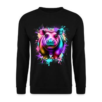 Nilpferd - Unisex Pullover - Schwarz - Vorne - Alina (178cm) & Michal (187cm)