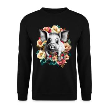 Schwein - Unisex Pullover - Schwarz - Vorne - Alina (178cm) & Michal (187cm)