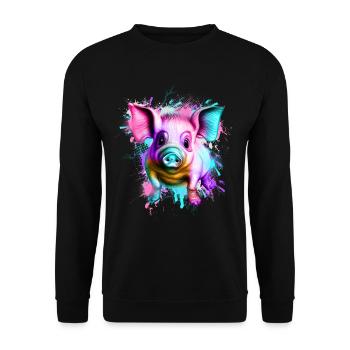 Schwein - Unisex Pullover - Schwarz - Vorne - Alina (178cm) & Michal (187cm)