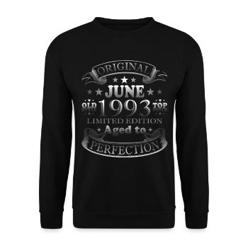 Juin 1993 Vintage 30th Birthday Gift Idea - Sweat-shirt Unisexe - noir - Devant - Alina (178cm) & Michal (187cm)