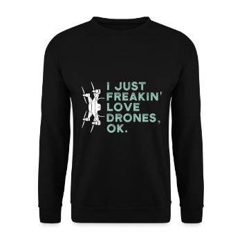 Drohne Pilot - Unisex Pullover - Schwarz - Vorne - Alina (178cm) & Michal (187cm)