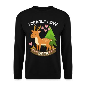 Drôle de dicton avec cerf, I-Love-Deer, Pun - Sweat-shirt Unisexe - noir - Devant - Alina (178cm) & Michal (187cm)