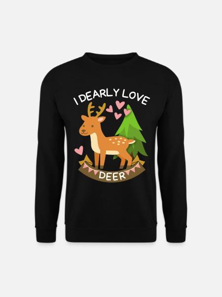 Lustiger Spruch mit Hirsch, I-Love-Deer, Pun - Unisex Pullover - Schwarz